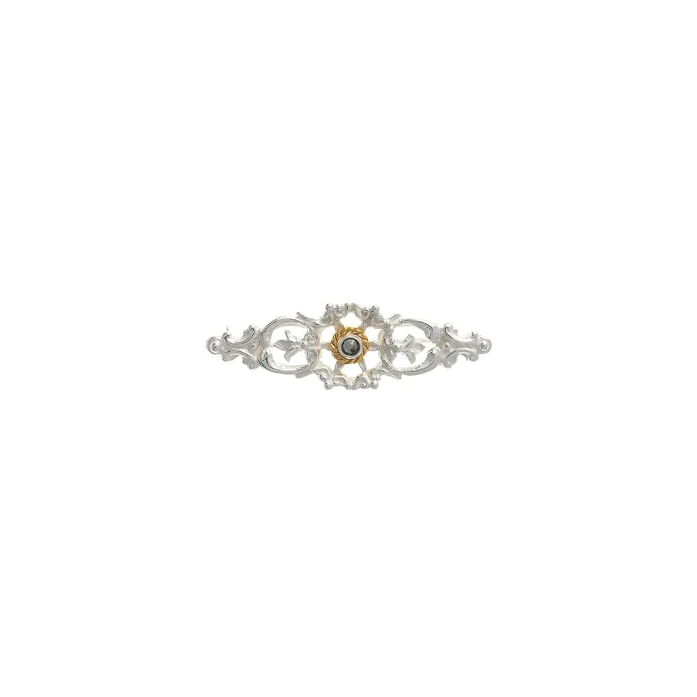 Brosche 925 Silber Trachtenschmuck Zirkonia anthrazit