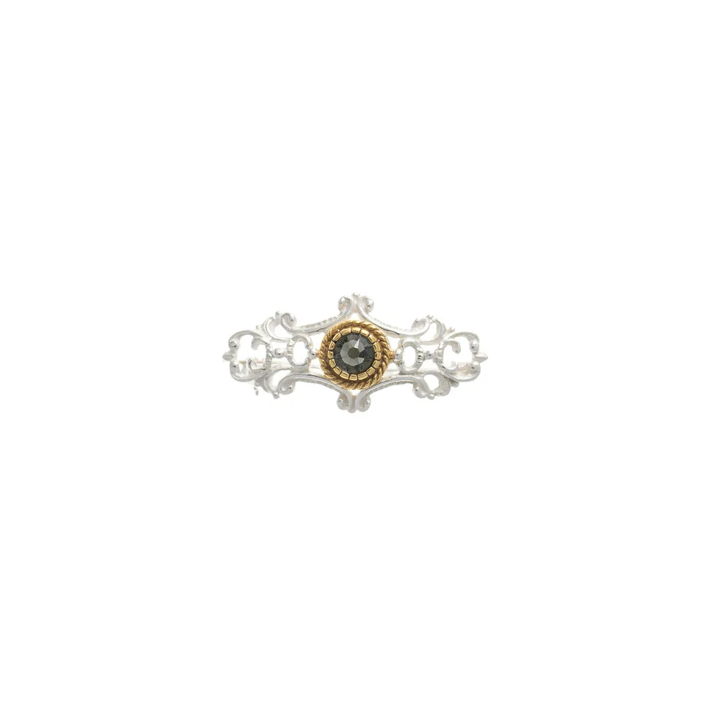 Brosche 925 Silber Trachtenschmuck Zirkonia anthrazit
