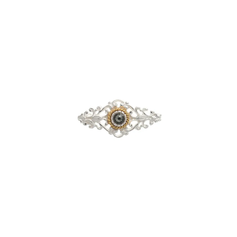 Brosche 925 Silber Trachtenschmuck Zirkonia anthrazit