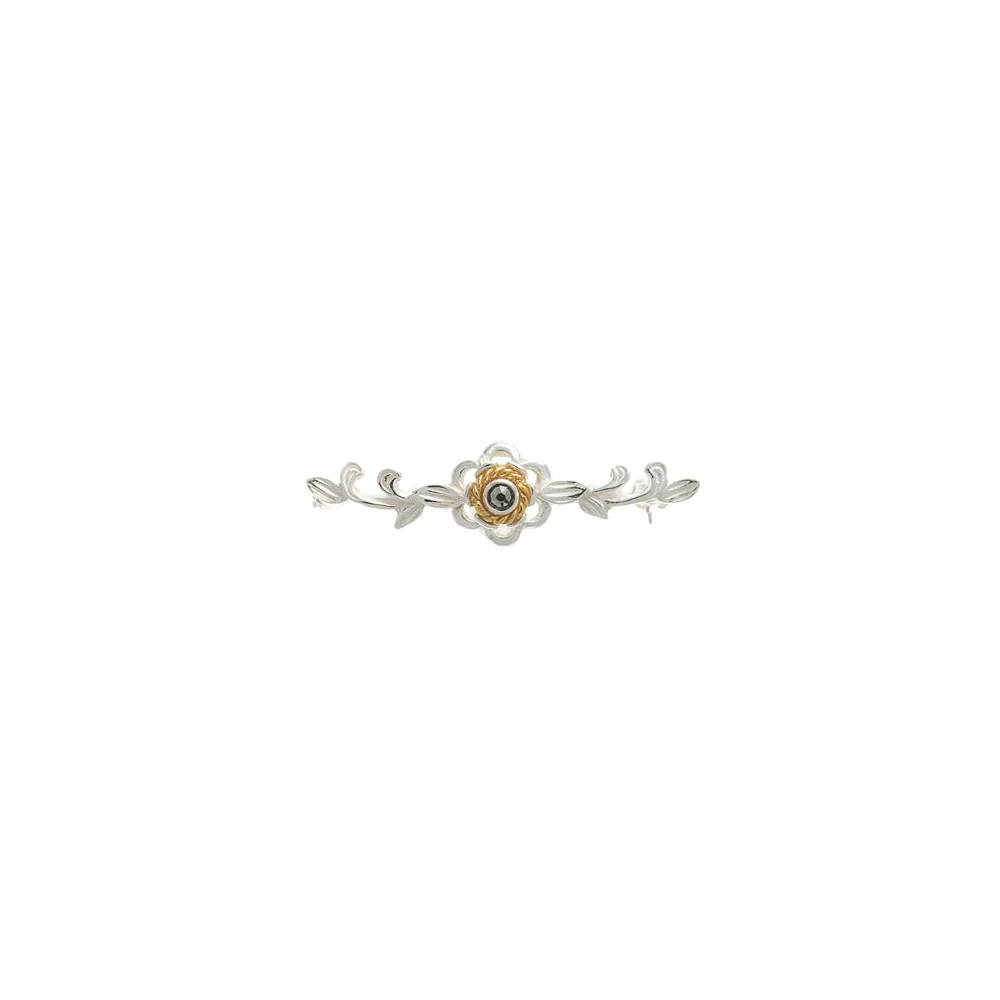 Brosche 925 Silber Trachtenschmuck Zirkonia anthrazit