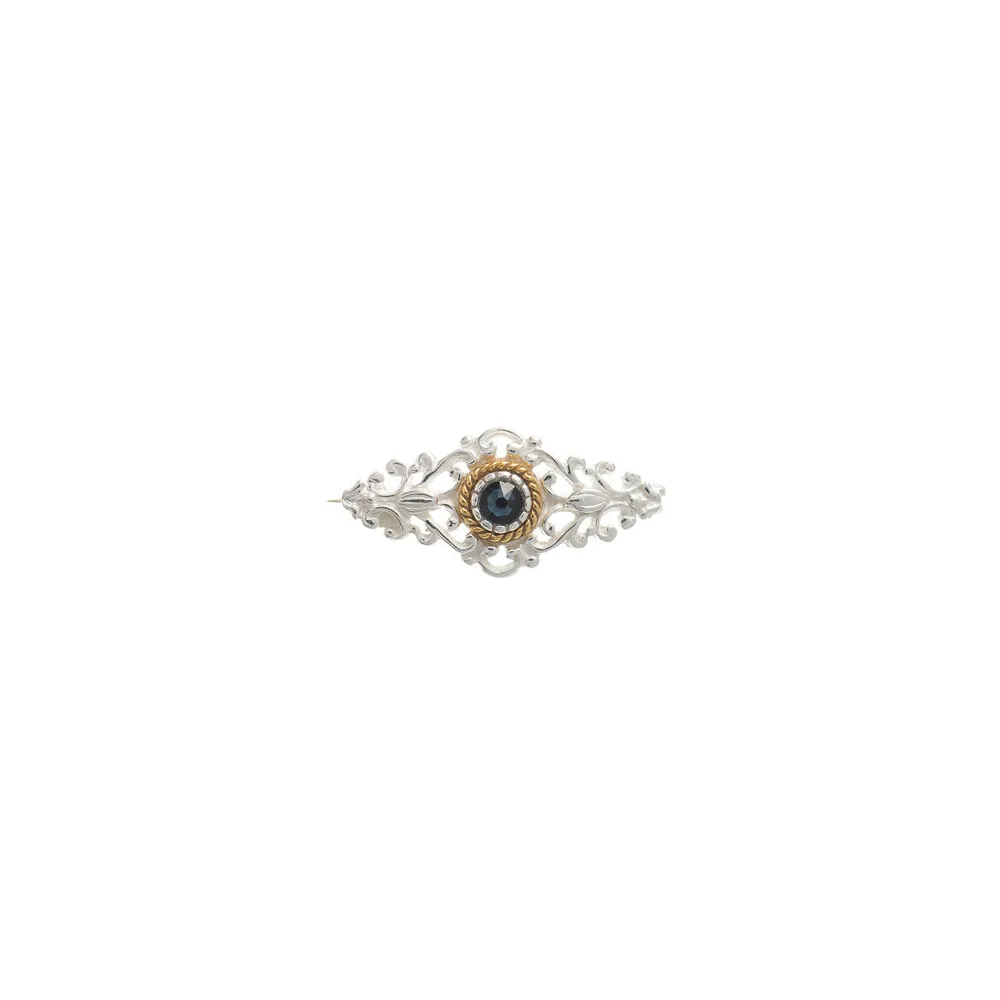 Brosche 925 Silber Trachtenschmuck Zirkonia blau
