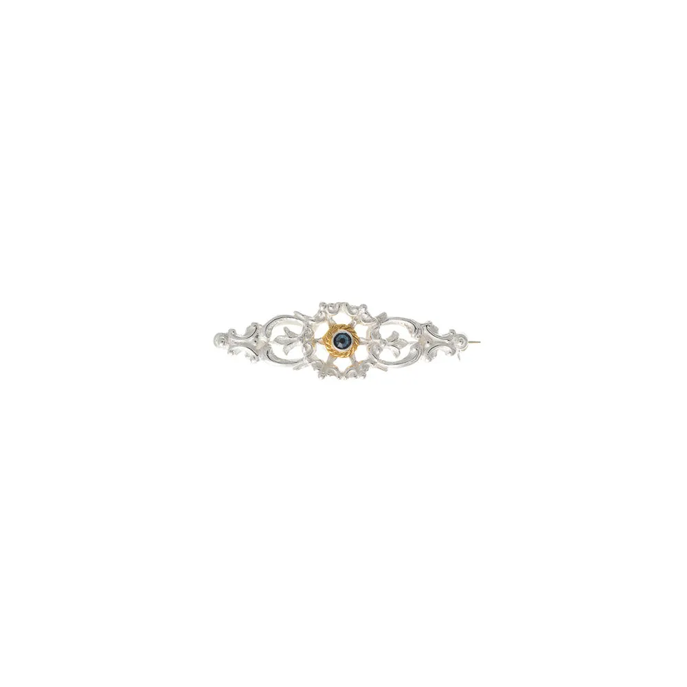Brosche 925 Silber Trachtenschmuck Zirkonia blau