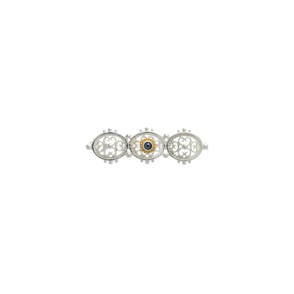 Brosche 925 Silber Trachtenschmuck Zirkonia blau