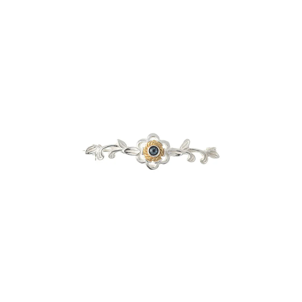 Brosche 925 Silber Trachtenschmuck Zirkonia blau
