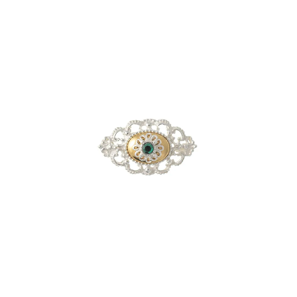 Brosche 925 Silber Trachtenschmuck Zirkonia dunkelgrün