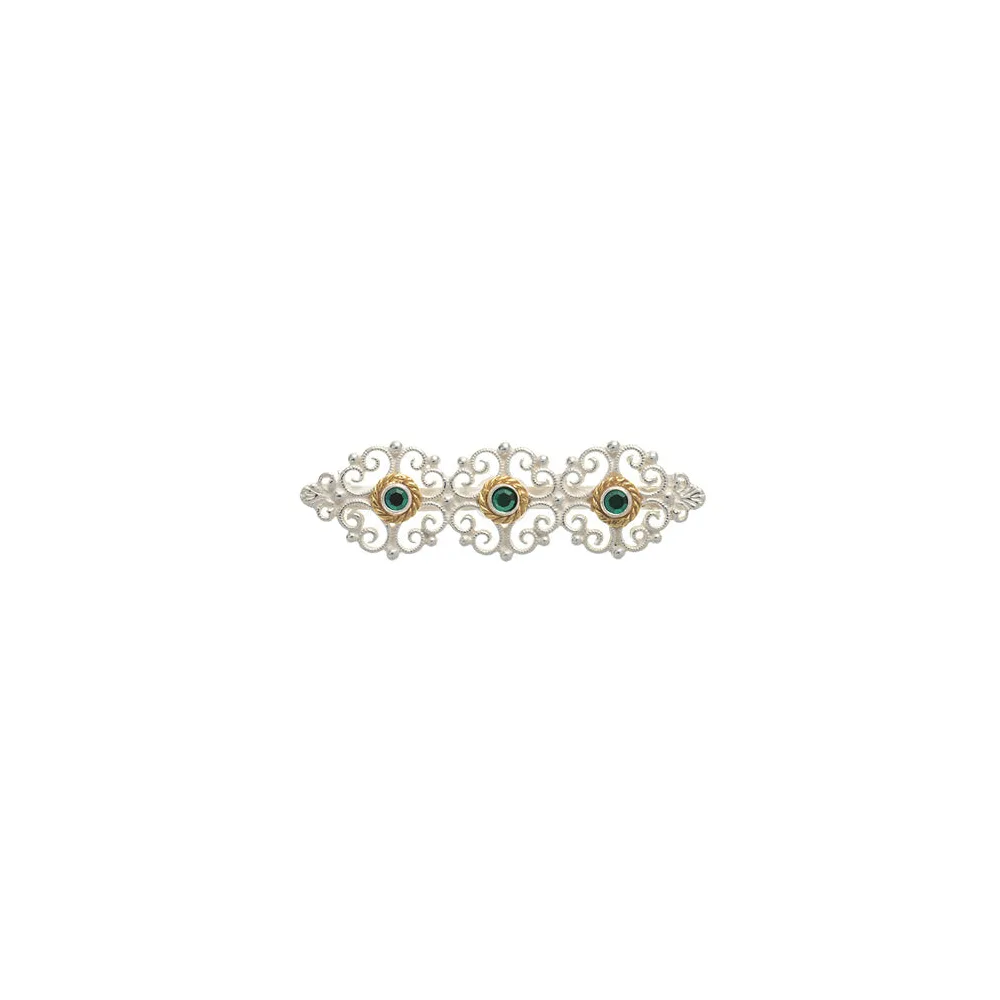 Brosche 925 Silber Trachtenschmuck Zirkonia dunkelgrün