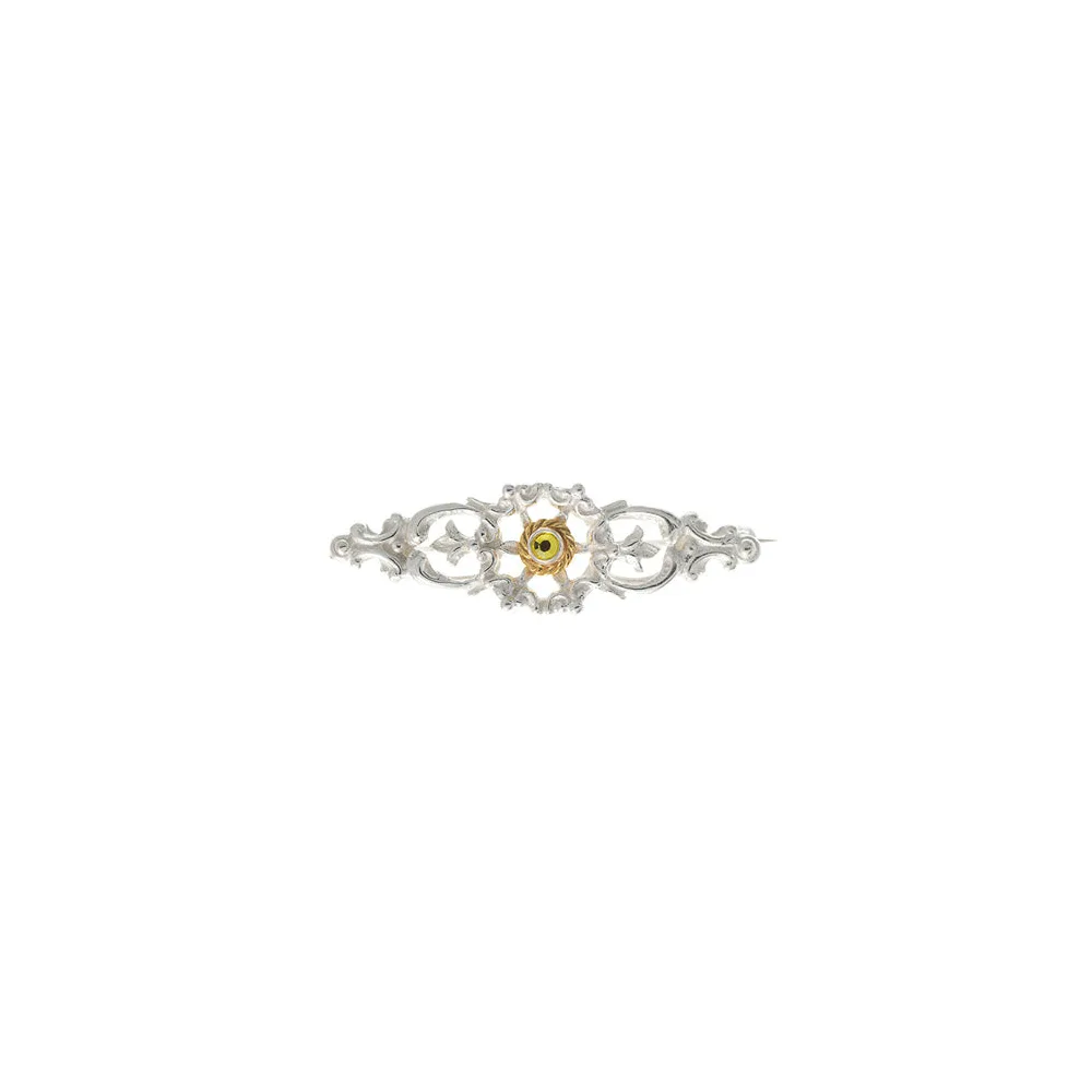 Brosche 925 Silber Trachtenschmuck Zirkonia gelb