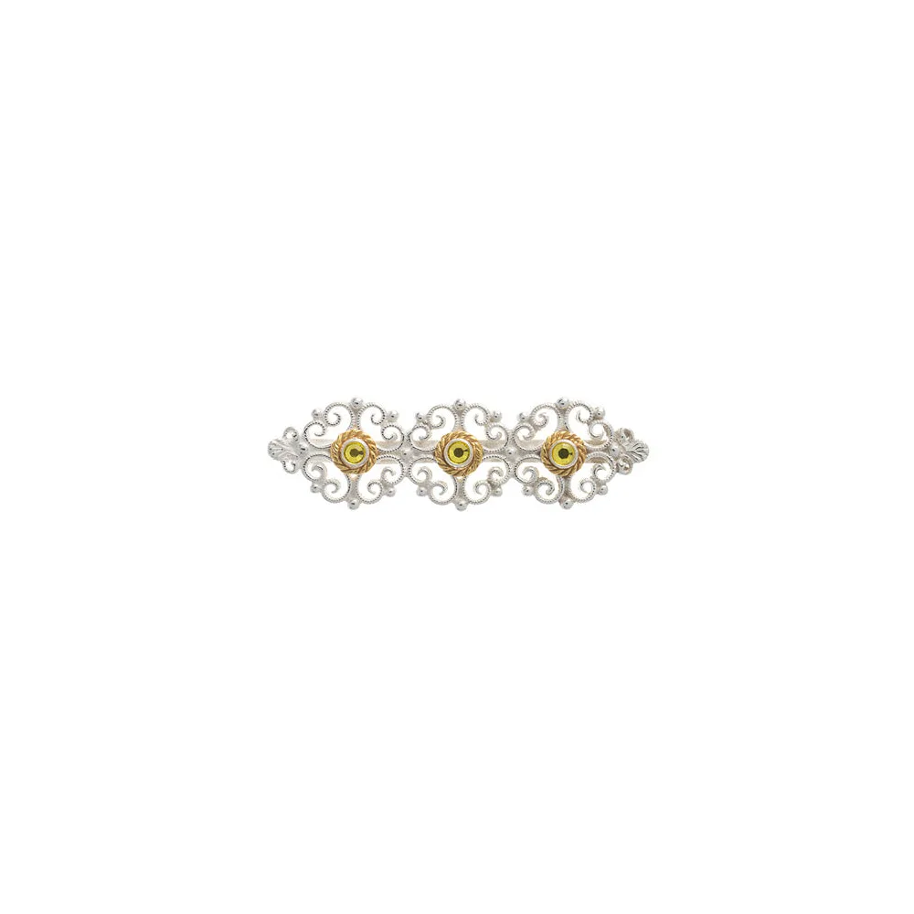 Brosche 925 Silber Trachtenschmuck Zirkonia gelb