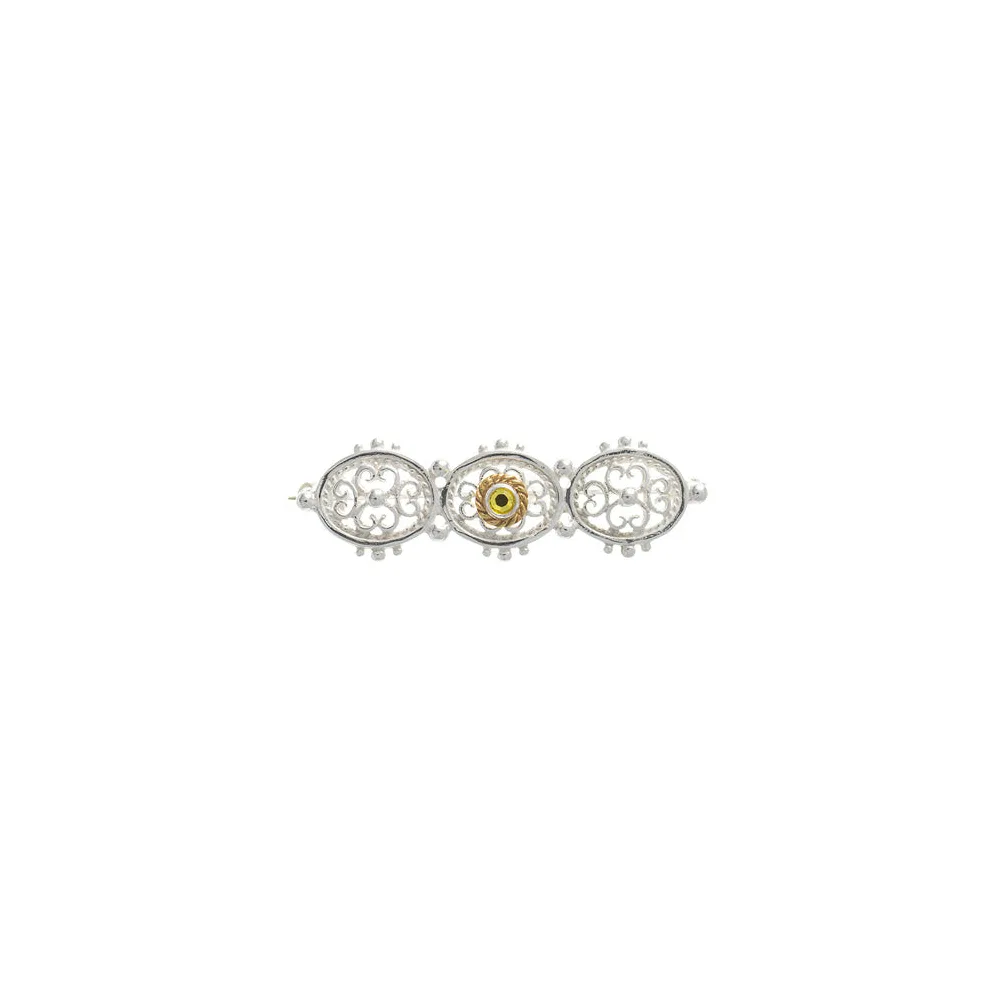 Brosche 925 Silber Trachtenschmuck Zirkonia gelb