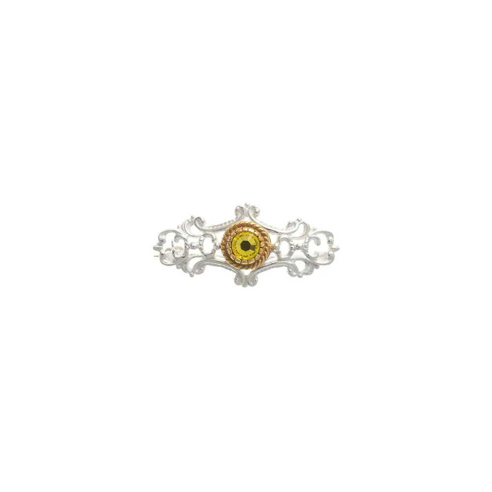 Brosche 925 Silber Trachtenschmuck Zirkonia gelb