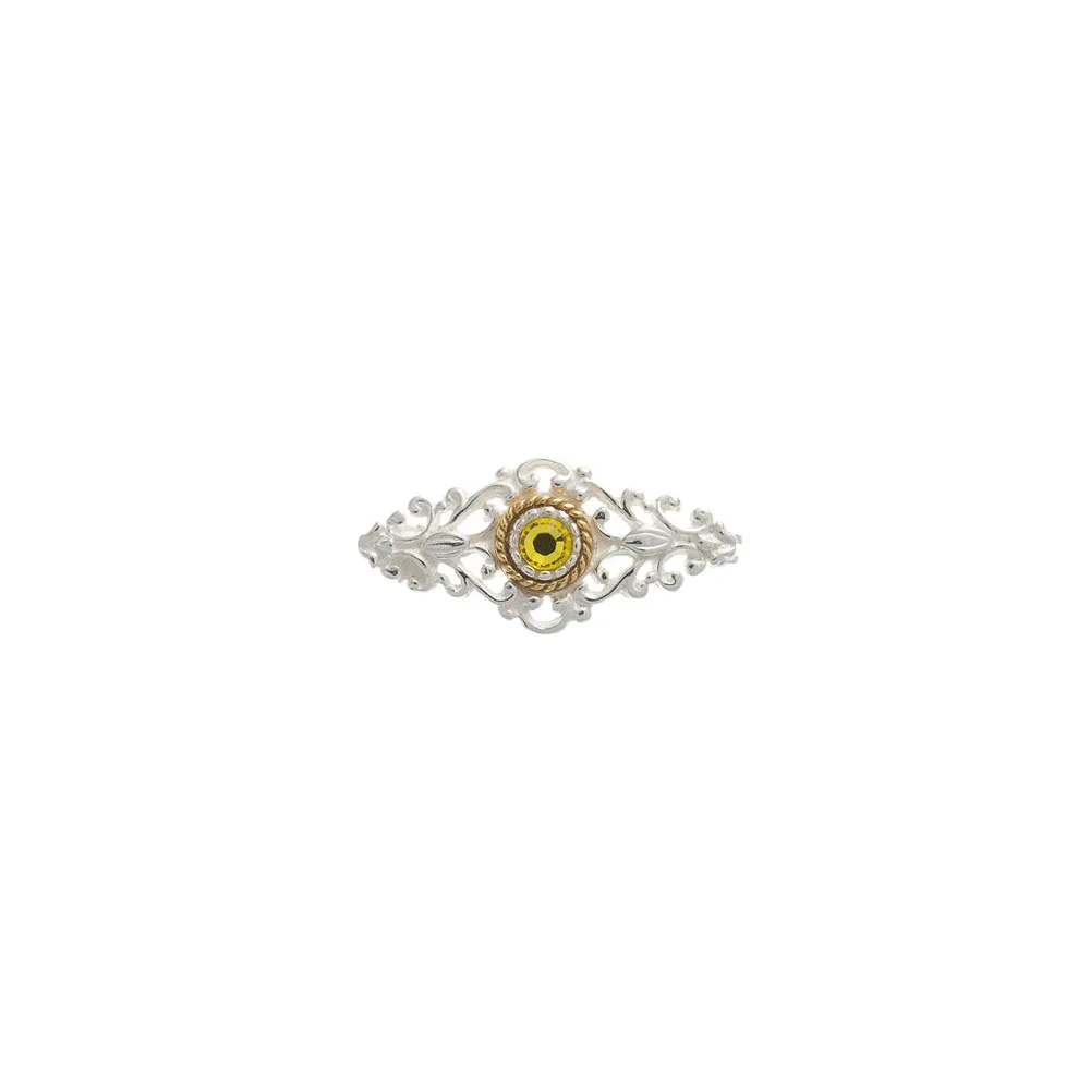 Brosche 925 Silber Trachtenschmuck Zirkonia gelb