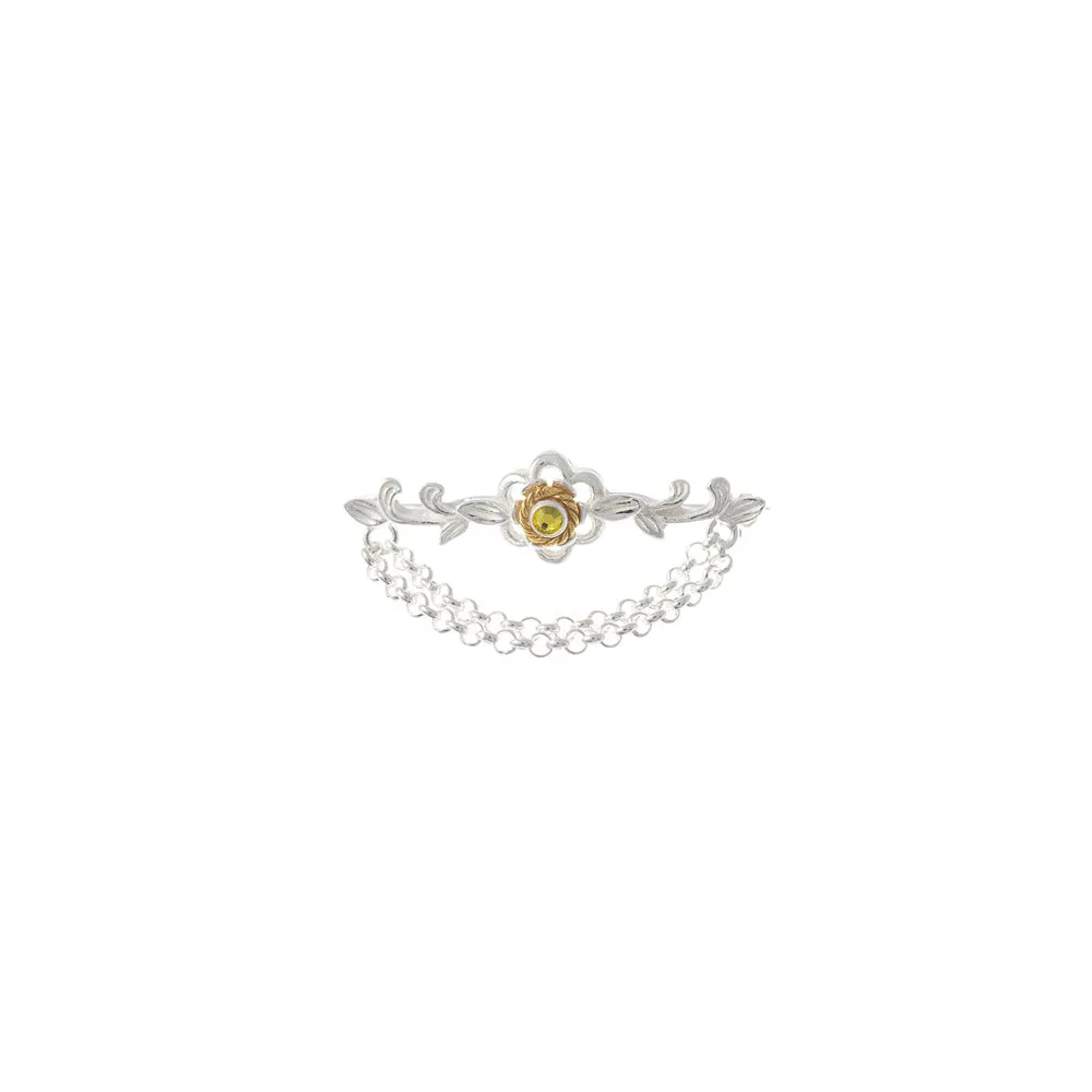 Brosche 925 Silber Trachtenschmuck Zirkonia gelb