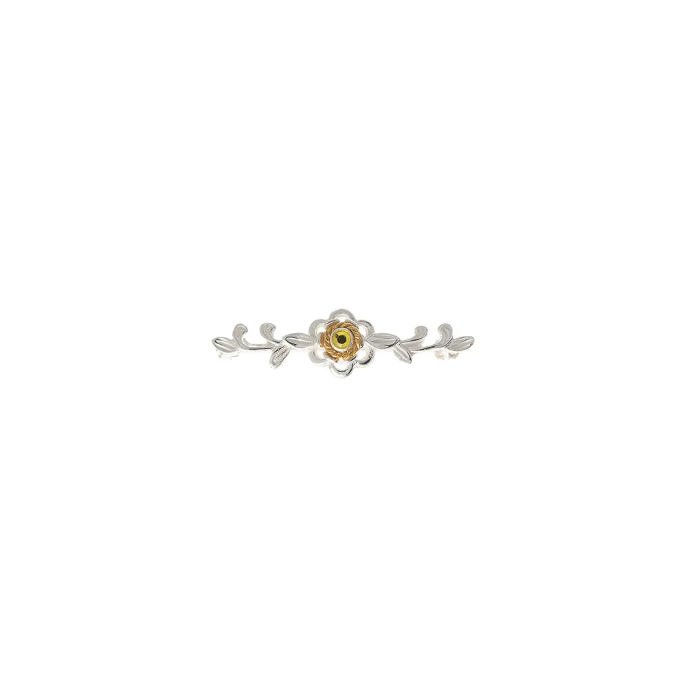 Brosche 925 Silber Trachtenschmuck Zirkonia gelb
