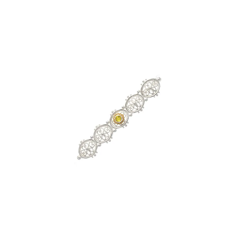 Brosche 925 Silber Trachtenschmuck Zirkonia gelb