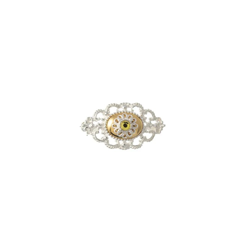 Brosche 925 Silber Trachtenschmuck Zirkonia gelb