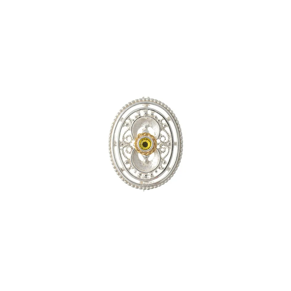 Brosche 925 Silber Trachtenschmuck Zirkonia gelb