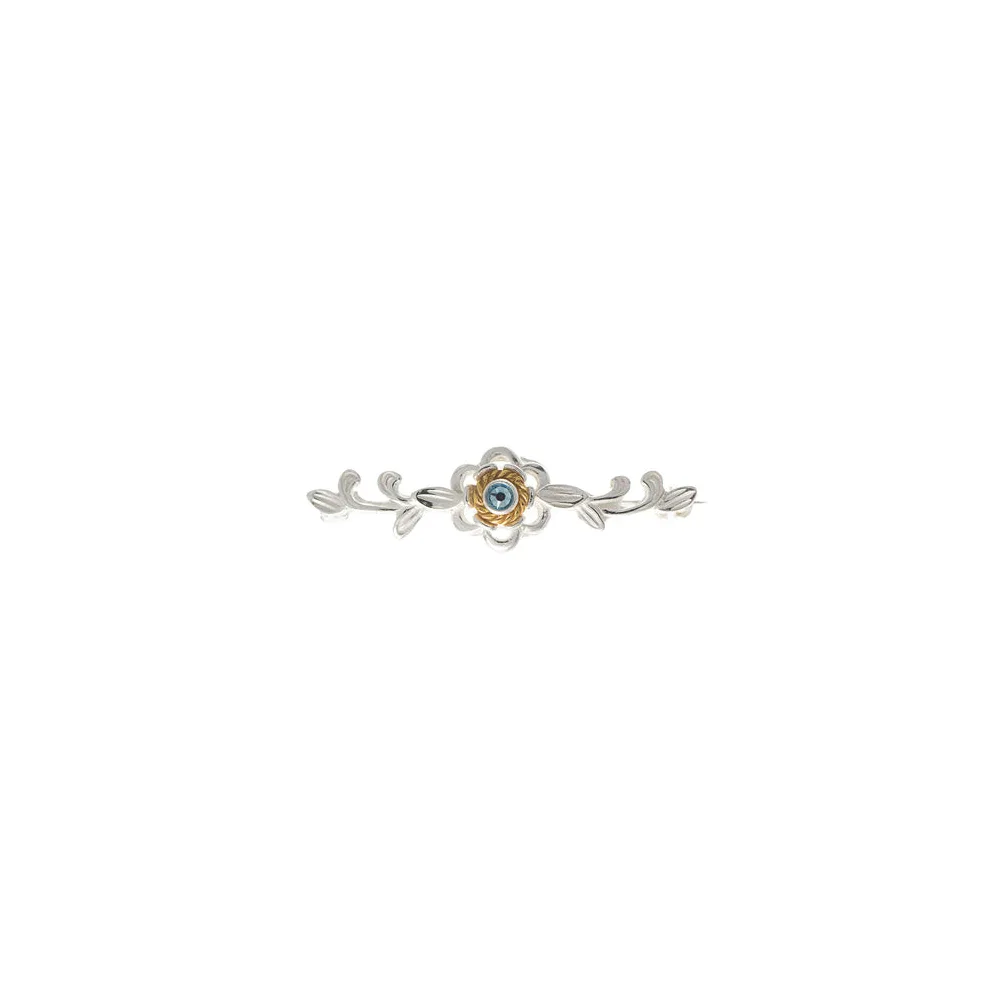 Brosche 925 Silber Trachtenschmuck Zirkonia hellblau