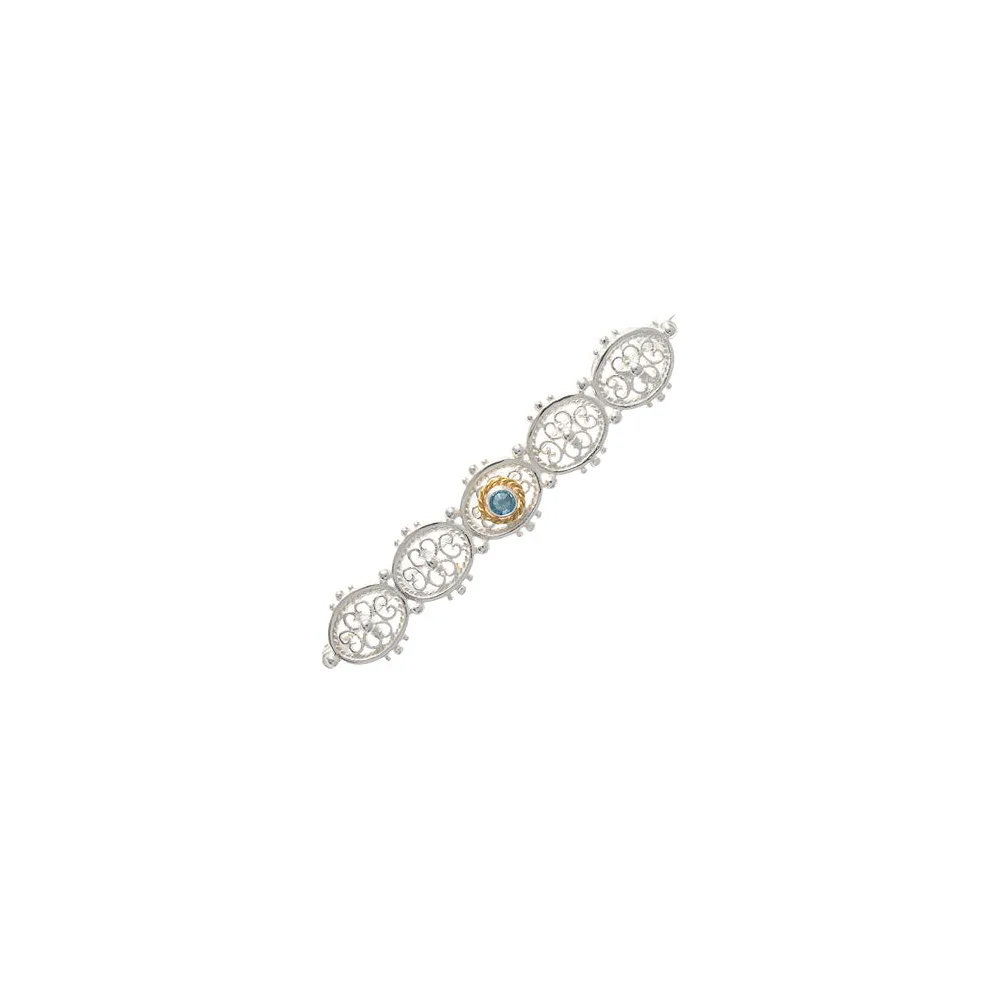 Brosche 925 Silber Trachtenschmuck Zirkonia hellblau