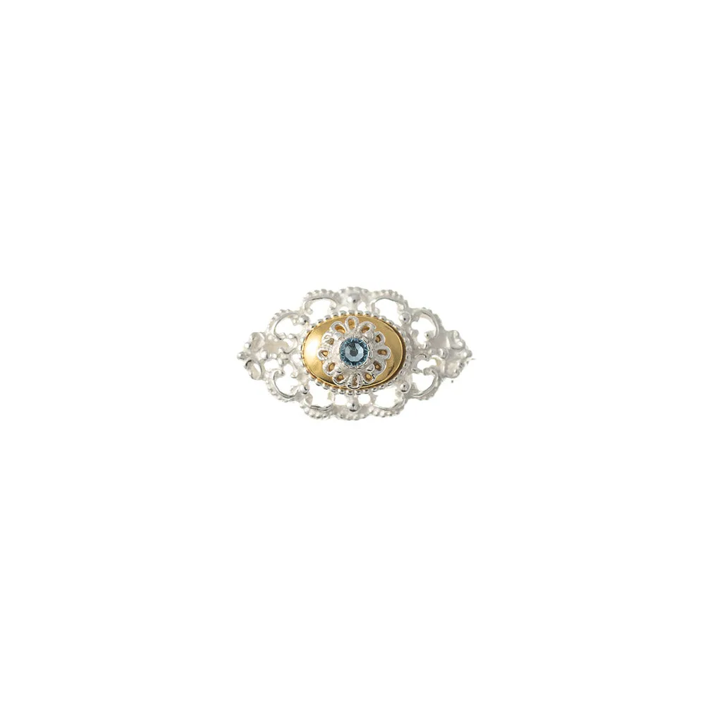 Brosche 925 Silber Trachtenschmuck Zirkonia hellblau