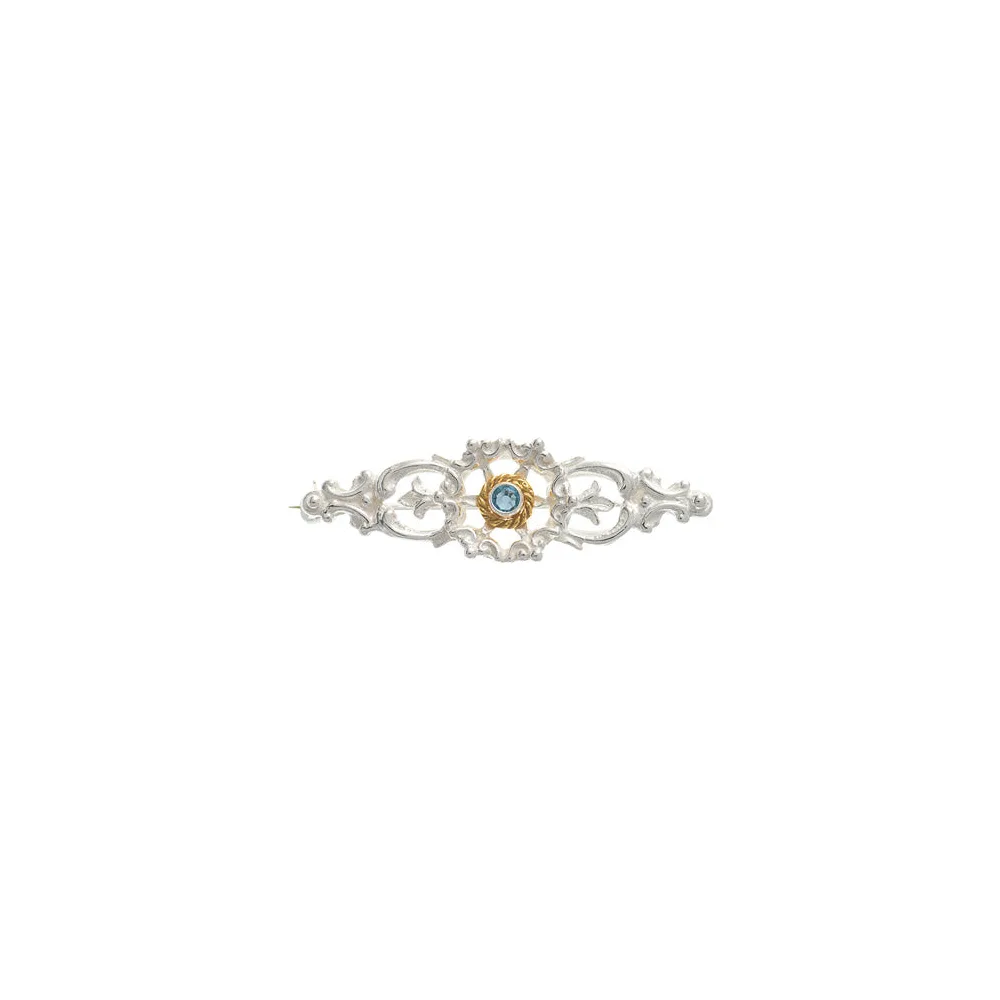 Brosche 925 Silber Trachtenschmuck Zirkonia hellblau Jubiläum