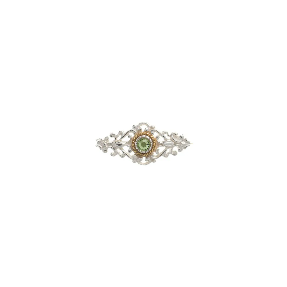 Brosche 925 Silber Trachtenschmuck Zirkonia hellgrün