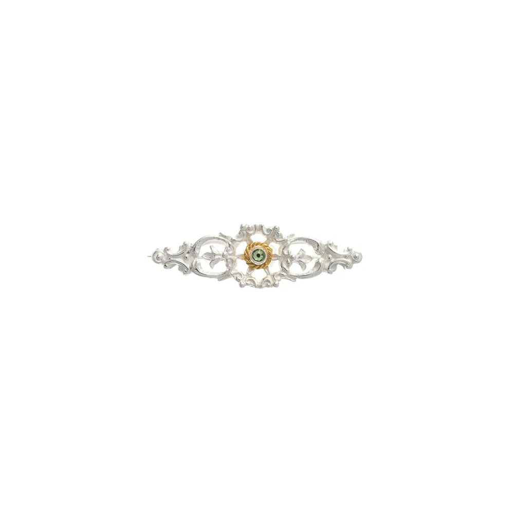 Brosche 925 Silber Trachtenschmuck Zirkonia hellgrün