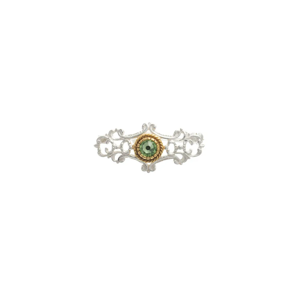 Brosche 925 Silber Trachtenschmuck Zirkonia hellgrün