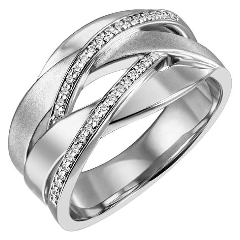 Damen Ring breit 925 Sterling Silber 34 Zirkonia Silberring-60