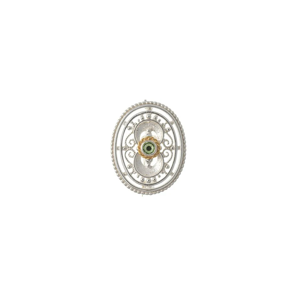 Brosche 925 Silber Trachtenschmuck Zirkonia hellgrün