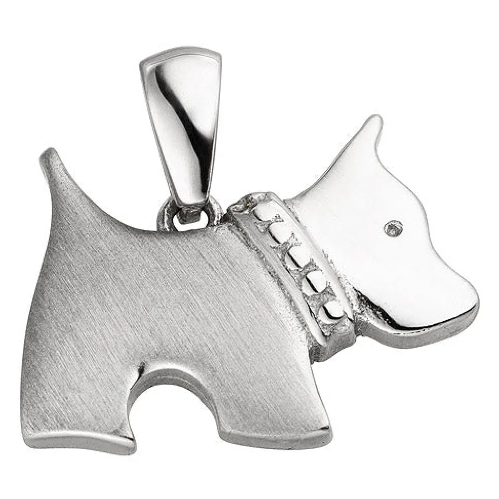 Anhänger Hund 925 Sterling Silber mattiert Silberanhänger