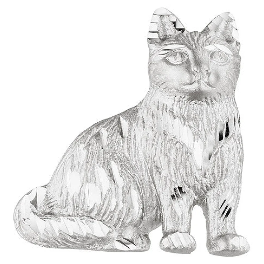 Anhänger Katze 925 Sterling Silber teil matt Silberanhänger Katzenanhänger