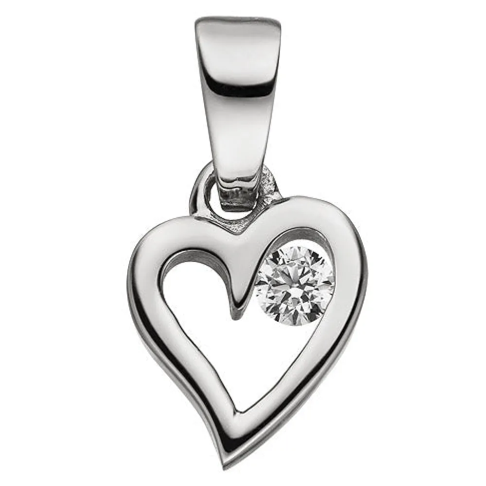Anhänger Kleines Herz 925 Sterling Silber 1 Zirkonia Herzanhänger