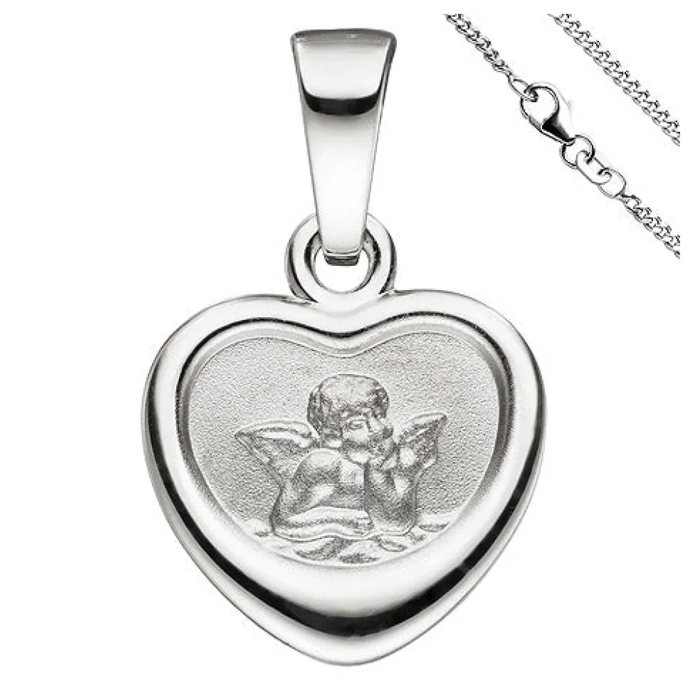 Anhänger Kleines Herz Herzchen Schutzengel 925 Sterling Silber mit Kette 38 cm