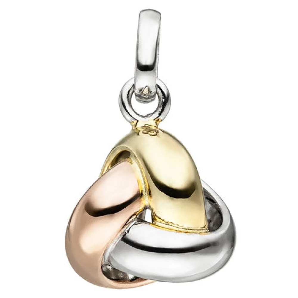 Anhänger Knoten 925 Sterling Silber triolor vergoldet dreifarbig