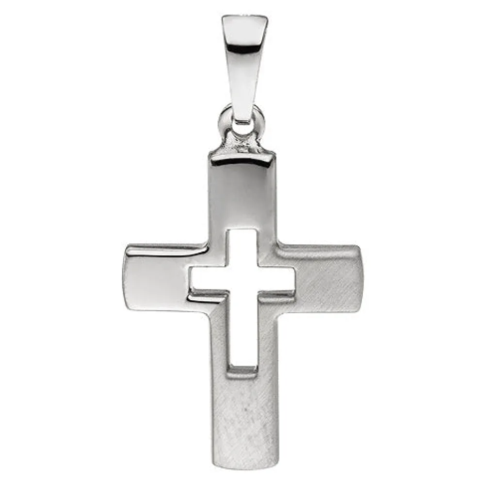 Anhänger Kreuz 925 Sterling Silber teil matt Kreuzanhänger Silberkreuz