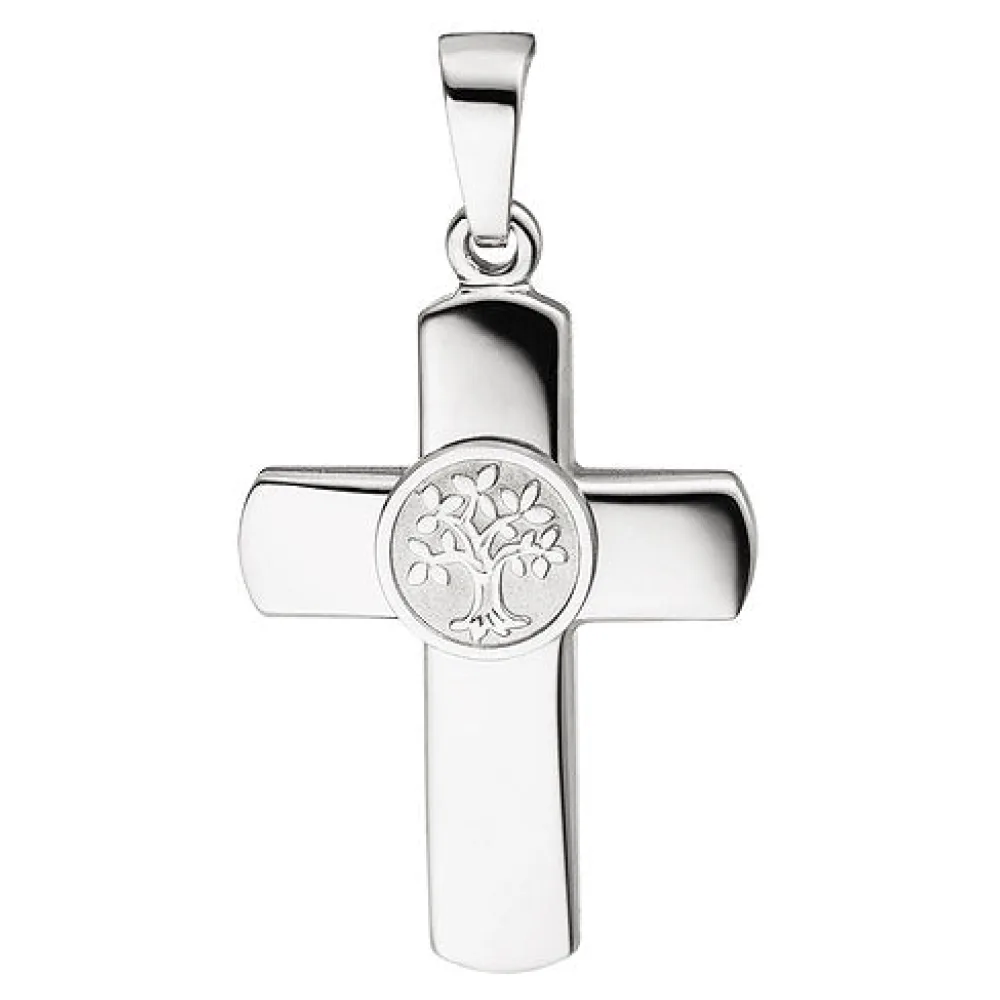 Anhänger Kreuz Lebensbaum 925 Sterling Silber Kreuzanhänger Silberkreuz