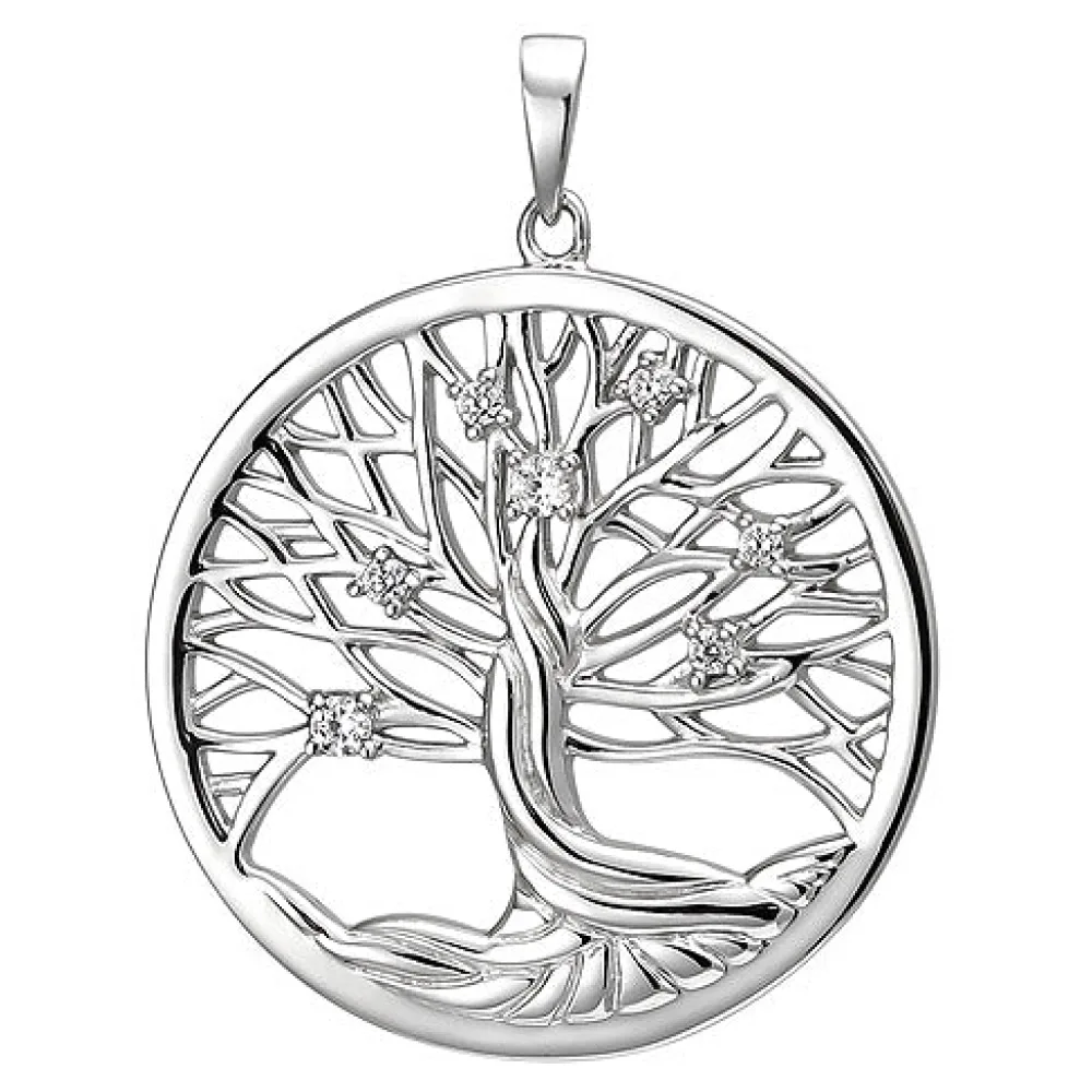 Anhänger Lebensbaum 925 sterling Silber 7 Zirkonia Silberanhänger