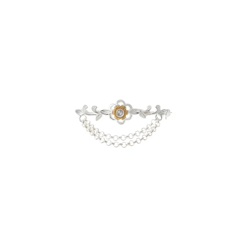 Brosche 925 Silber Trachtenschmuck Zirkonia kristall