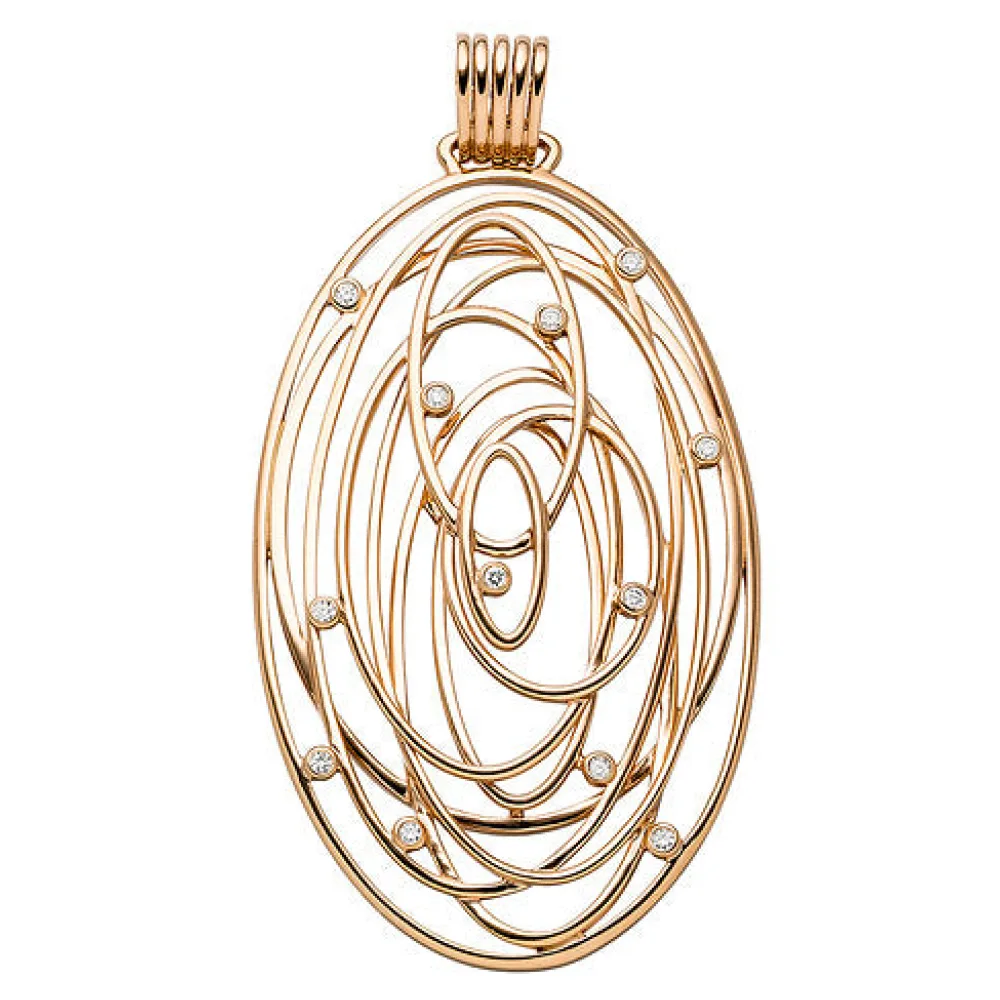 Anhänger oval 585 Gold Rotgold 12 Diamanten Brillanten 0 14ct. Rotgoldanhänger