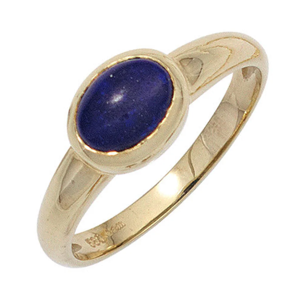 Damen Ring 585 Gold Gelbgold 1 Lapislazuli blau Goldring-52