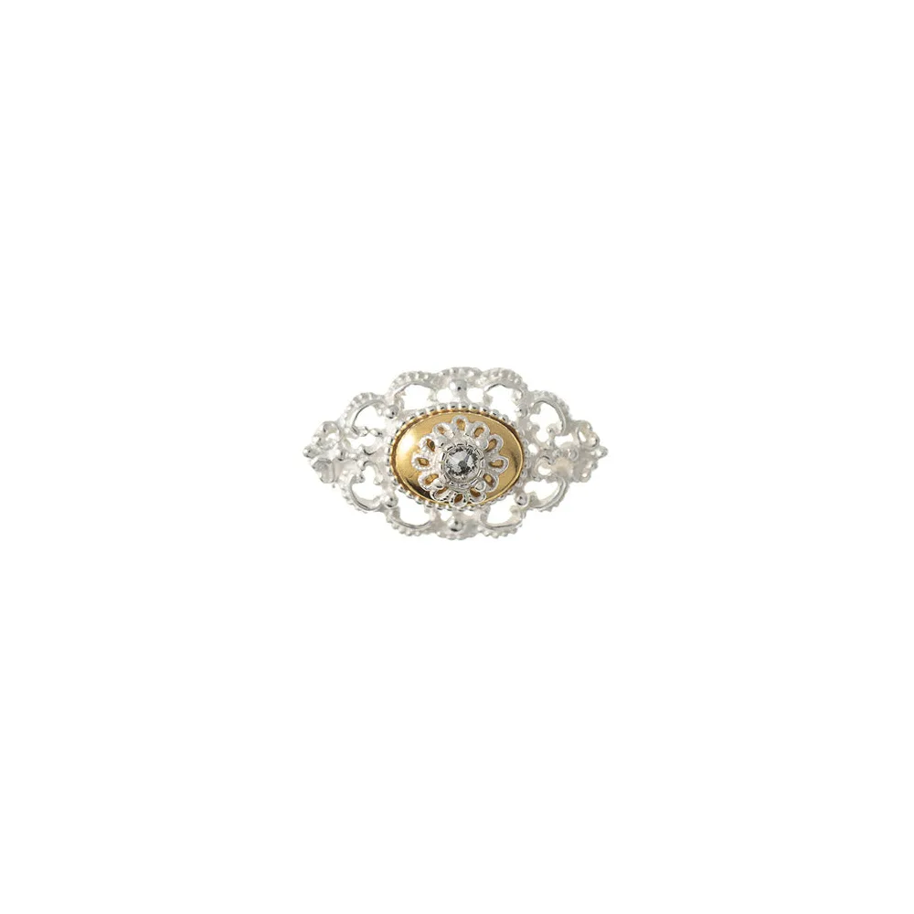 Brosche 925 Silber Trachtenschmuck Zirkonia kristall