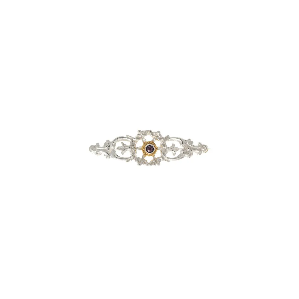 Brosche 925 Silber Trachtenschmuck Zirkonia lila