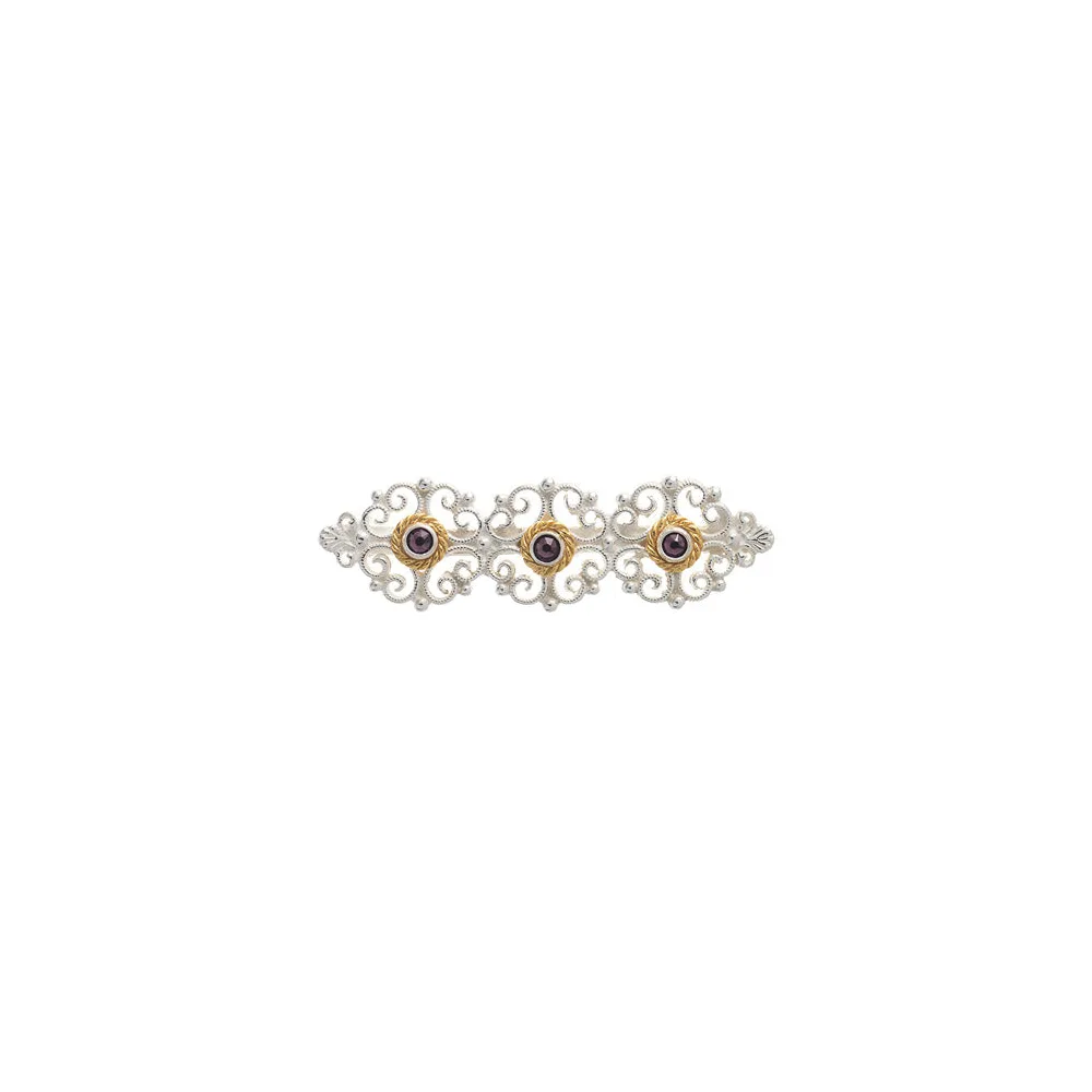 Brosche 925 Silber Trachtenschmuck Zirkonia lila