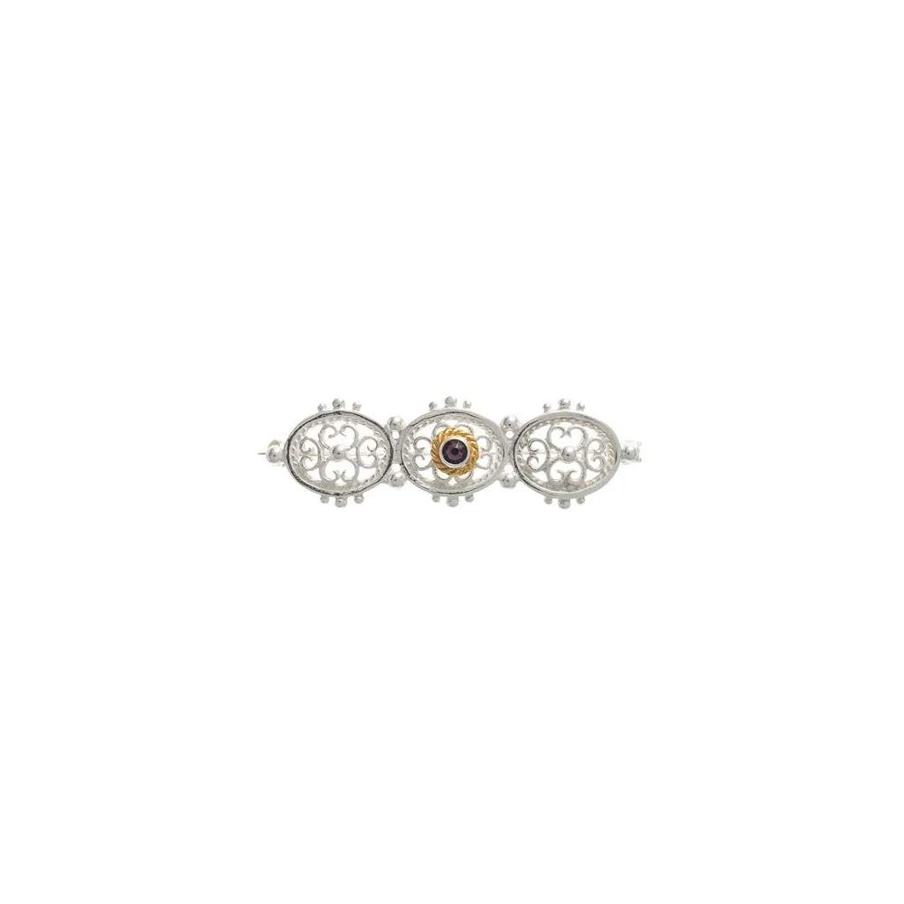Brosche 925 Silber Trachtenschmuck Zirkonia lila