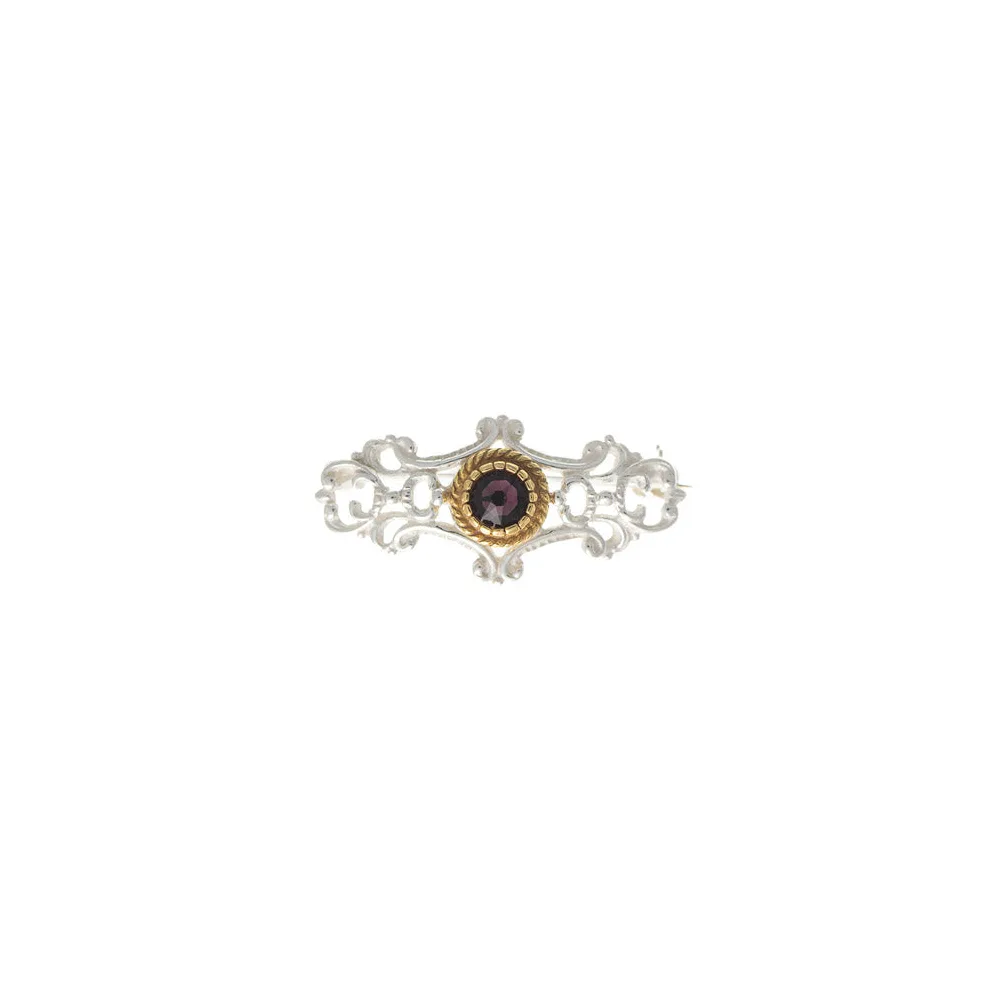 Brosche 925 Silber Trachtenschmuck Zirkonia lila
