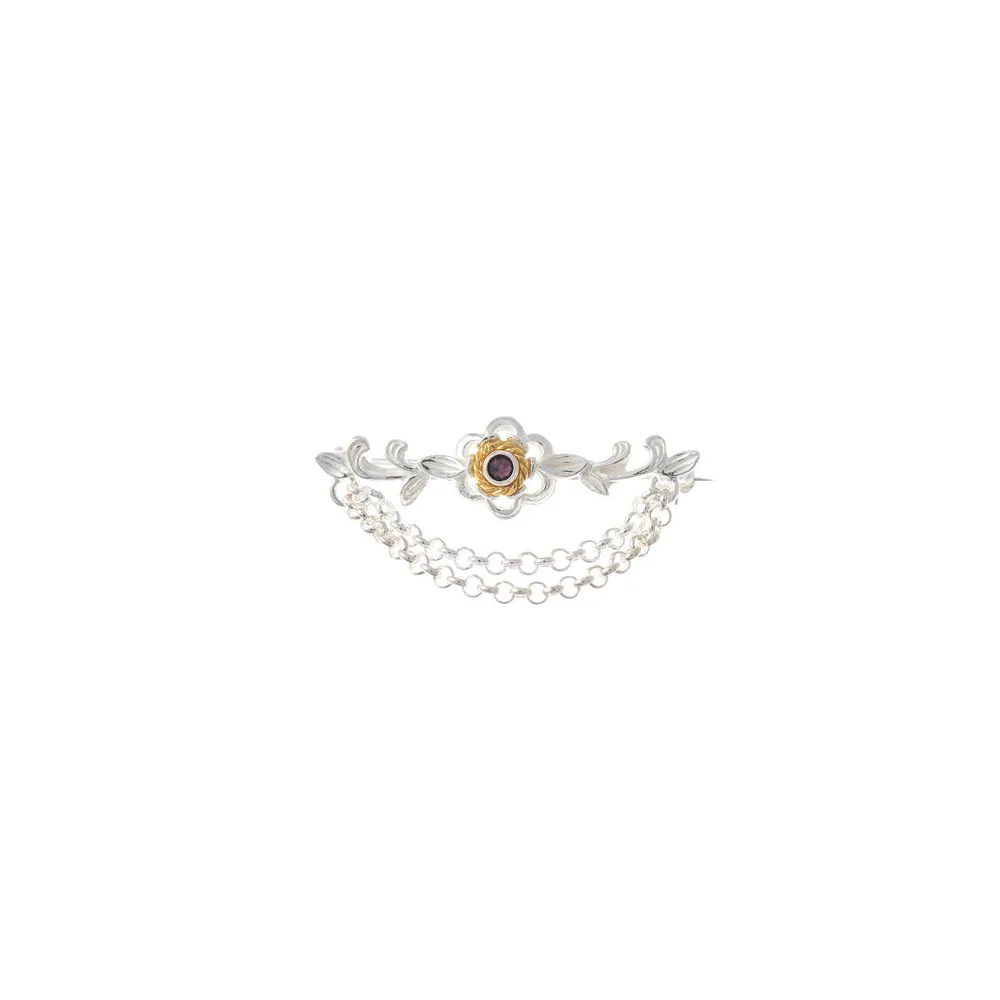 Brosche 925 Silber Trachtenschmuck Zirkonia lila