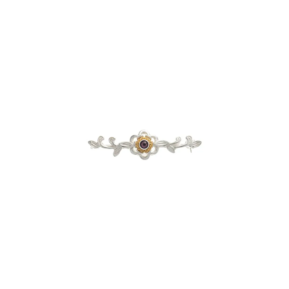 Brosche 925 Silber Trachtenschmuck Zirkonia lila