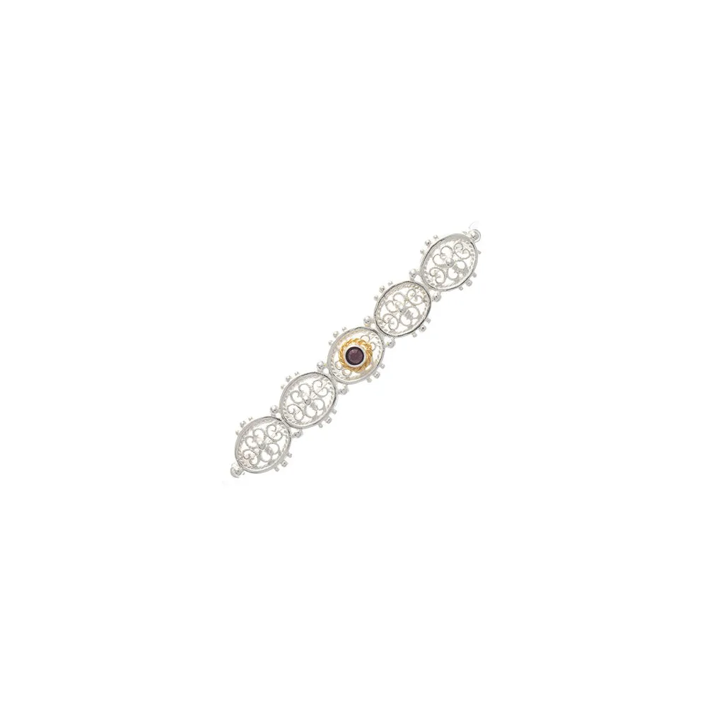Brosche 925 Silber Trachtenschmuck Zirkonia lila