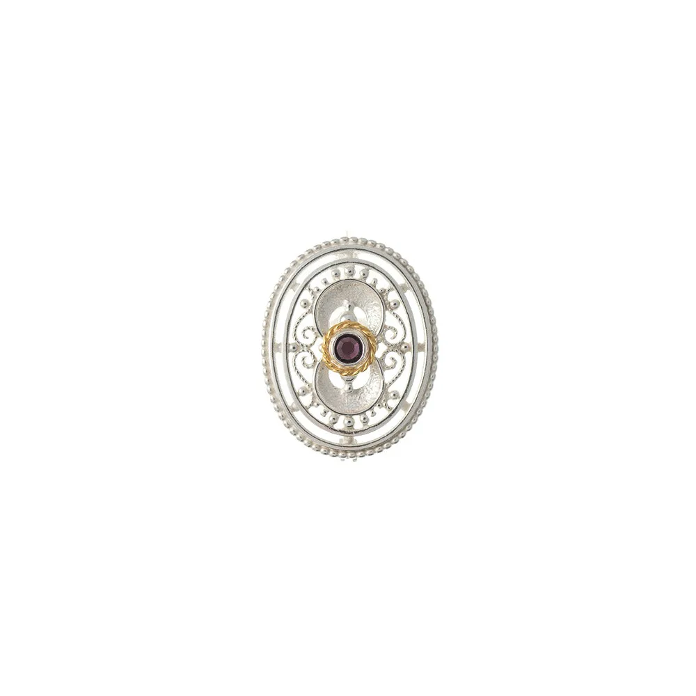 Brosche 925 Silber Trachtenschmuck Zirkonia lila