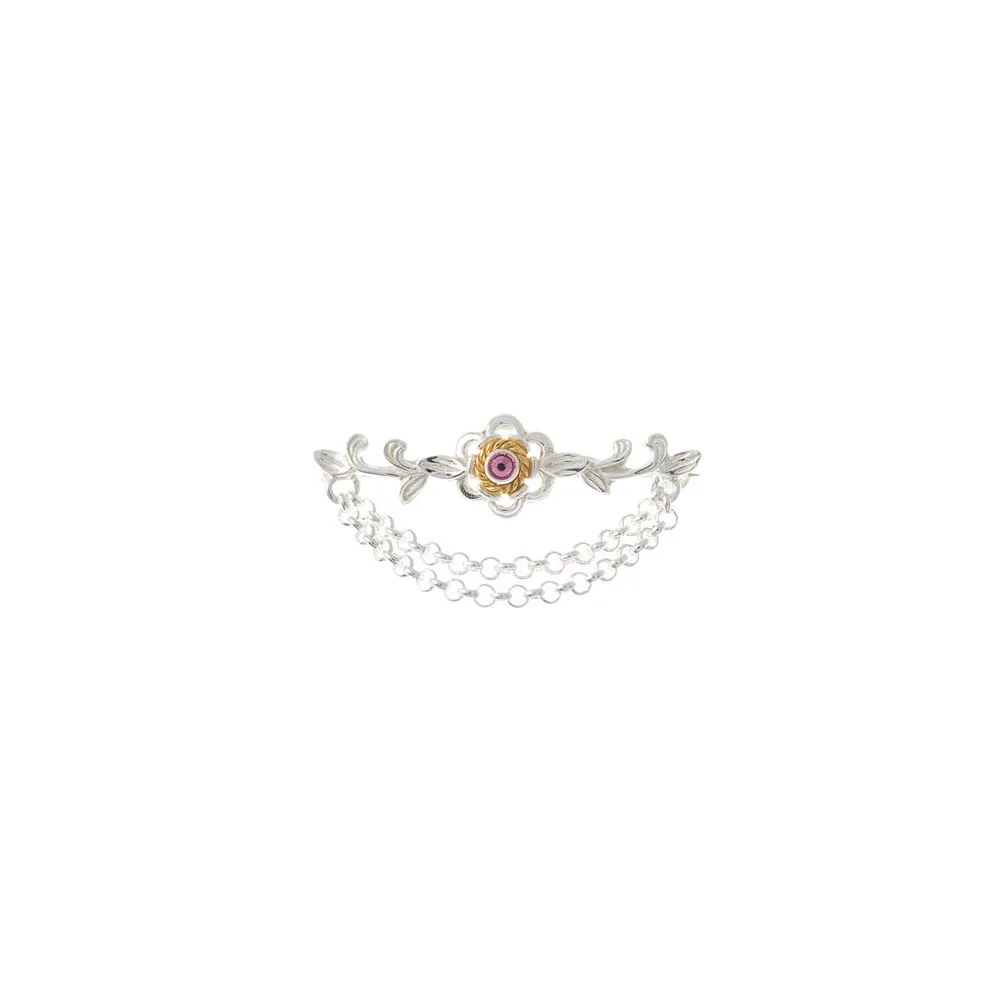 Brosche 925 Silber Trachtenschmuck Zirkonia pink